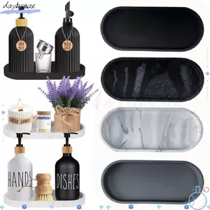Khay đựng đồ để bàn nhà bếp DAYBREAK, Khay đựng đồ trang điểm phòng tắm bằng silicon bằng đá cẩm thạch, Khay trang trí Khay đựng bồn cầu chống trượt hình bầu dục