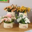 Chậu hoa nhân tạo có bình in hình cuộc sống - Cây cảnh giả thực tế để trang trí gia đình & văn phòng