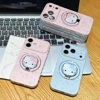 Ốp điện thoại gương xoay 360 độ dễ thương Hello Kitty Cat cho iPhone 17Promax 11 12 13 14 15 16 Pro Max 15Plus Vỏ silicon mềm chống sốc cho nữ
