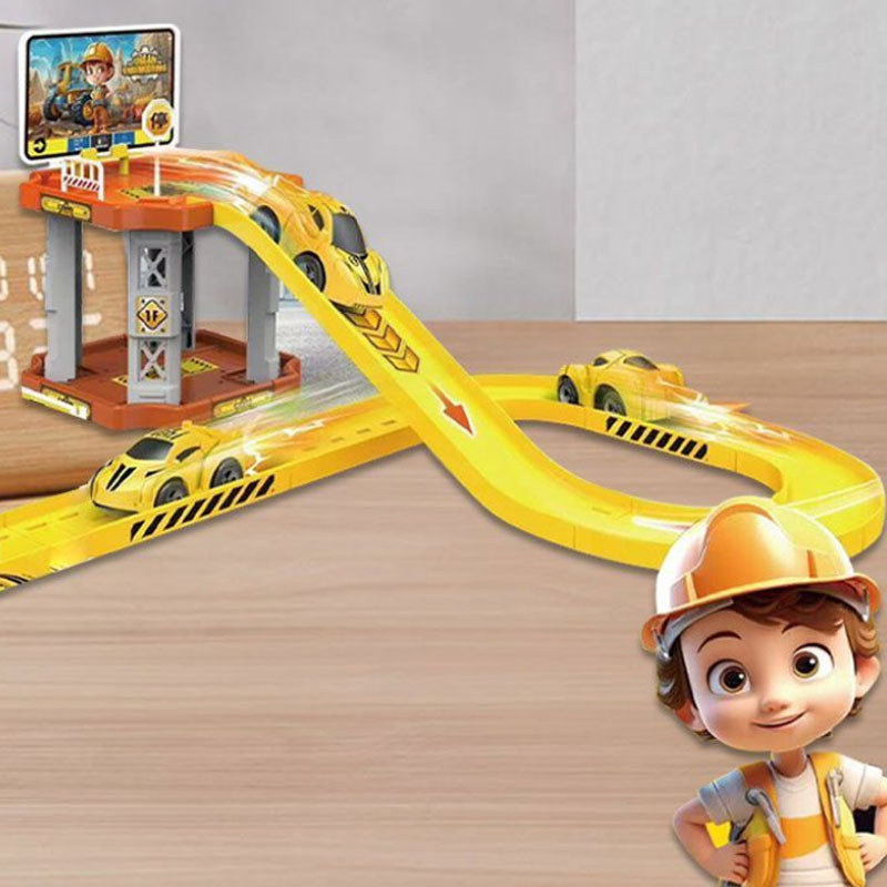【SKISOPGO】Bộ đồ chơi công trình đường ray phóng trẻ em,bãi đậu trượt ô tô và xe tải nhỏ,Đồ Chơi Phát Triển Trí Tuệ