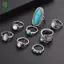 8 Cái / bộ Nhẫn Bạc Ngọc lam Nữ Bohemian Nhẫn Opal Quà Cưới
