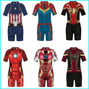 SY3 Người Nhện Iron Man Captain America Đồ Bơi Tay Ngắn Một Mảnh Đồ Bơi Trẻ Em Đồ Bơi YS3
