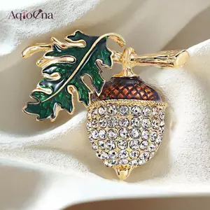 AqToCna Tinh Tế Thời Trang Kim Cương Giả Cedar Nut Trâm Cài Áo Nữ Quần Áo Huy Hiệu Trang Sức Phụ Kiện AqToCna