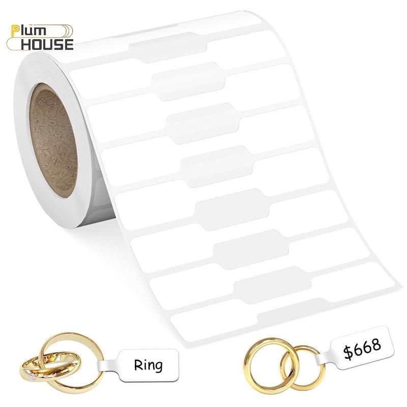 PlumHOUSE 500 Cái / Cuộn Giá Stiers Trang Sức Giá Thẻ Tự Dính Trắng nk Stier Giấy Kraft Vòng Nelace Bông Tai Giá Nhãn VN