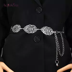 AqToCna Thời Trang Đơn Giản Openwork Lá Trang Trí Dây Xích Thắt Lưng Mỏng Dây Xích Nữ Trang Trí Dây Thắt Lưng Đầm Kim Loại Trang Sức Phụ Kiện AqToCna
