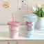 CANAMEK 1 Ins Di Động Có Thể Tái Sử Dụng Chai Nước Kawaii Cho Cà Phê Nước Trà Sữa Nhựa Dễ Thương Cốc Lạnh Có Nắp Ống Hút CSF
