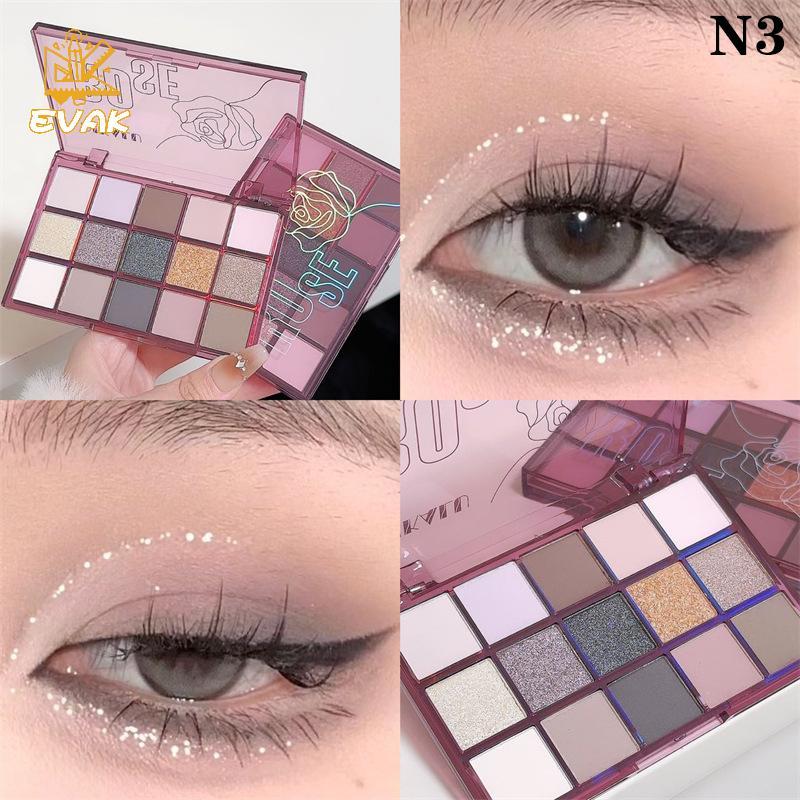 Bảng phấn mắt xanh 15 màu Alittlesetrtu với lớp hoàn thiện lấp lánh & mờ VN
