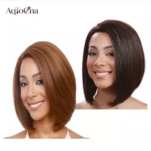 AqToCna Ngắn Bob Tóc Giả Nữ Thẳng Không Keo Ren Phía Trước Tóc Người AqToCna