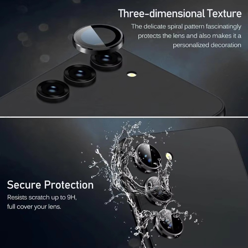 Dành Cho Samsung Galaxy S25 S24 S23 FE Điện Thoại Mặt Sau Camera Bảo Vệ Cho Samsung Galaxy S25FE S24FE S23FE Hợp Kim Nhôm Ống Kính Máy Ảnh Nắp Vòng Kính Cường Lực Ống Kính