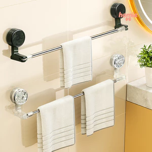 Giá treo khăn tắm gắn tường không cần khoan, có thể điều chỉnh kích thước, dùng cốc hút chân không, giá để đồ trong