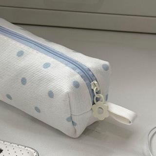 Bút Chì MKYCO, Túi Đựng Bút Đa Năng Màu Kem, Chấm Bi Di Động Dung Tích Lớn Túi Văn Phòng Phẩm Trở Lại Trường Quà Tặng