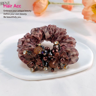Dây buộc tóc nữ lưới organ cao cấp, scrunchy hoa, mũ đội đầu