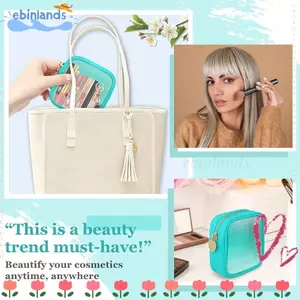 Túi đựng mỹ phẩm EBINLANDS, Túi đựng nhựa Pvc có dây kéo, Túi đựng mỹ phẩm đa chức năng chống nước nhỏ bé gái