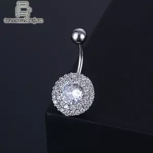 Tweehuj Dainsty Rối Bụng Nút Nhẫn Thép Không Gỉ Rốn Xuyên Zircon Hoa Rốn Xuyên Rốn Nhẫn Gợi Cảm Cơ Thể Trang Sức VN