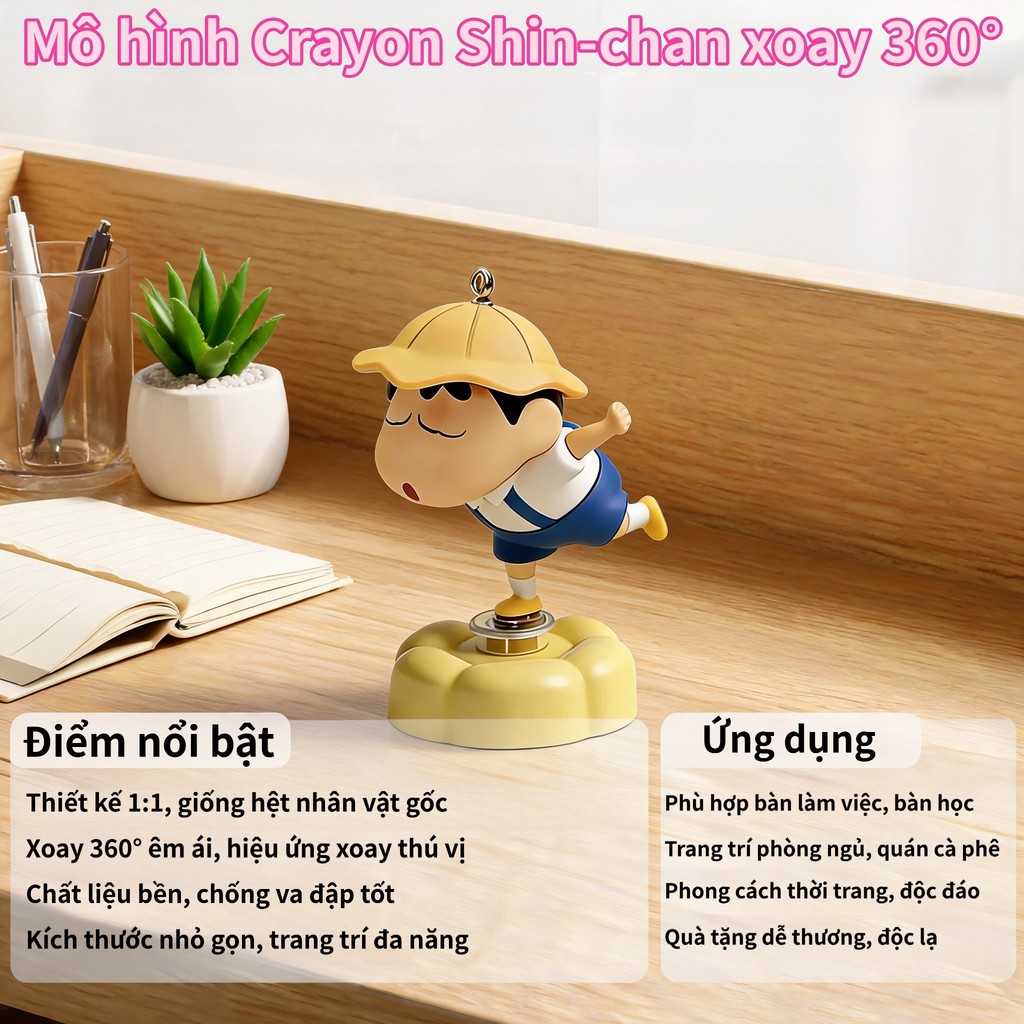 Đồ Chơi Giảm Căng Thẳng Shin-chan, Mô Hình Xoay 360° Cho Bàn Làm Việc, Tượng Nhỏ Anime Dễ Thương, Trang Trí Máy Tính
