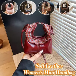 Túi đeo chéo PYCOU, Da mềm với túi xách Mini chi tiết bằng vải dễ thương, Túi Tote màu trơn dễ thương Hoàn hảo khi đi chơi và quán cà phê