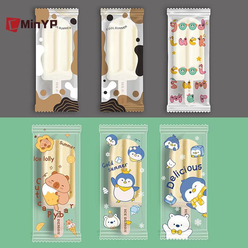 CMinYP 100 Chiếc Hoạt Hình Dễ Thương Cấp Thực Phẩm Túi Đựng Kem Nhựa Dùng Một Lần Popsicle Bảo Vệ Bảo Quản Túi Đựng DIY Glory