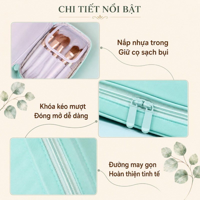 Túi đựng Mỹ Phẩm 2 Ngăn, Thiết Kế Thông Minh, Chống Thấm Nước, Gọn Gàng, Phong Cách Du Lịch
