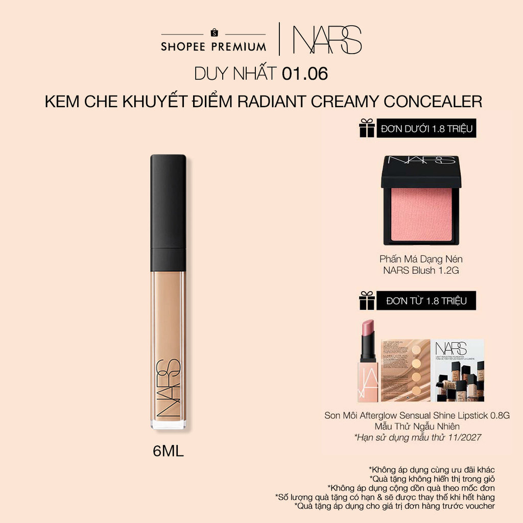 Kem che khuyết điểm NARS Radiant Creamy Concealer 6ml | Shopee Việt Nam