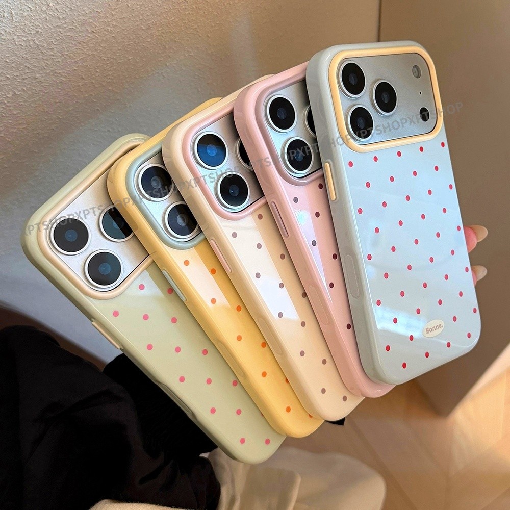 Berry Powder Blackcurrant Polka Dot Glossy Soft Phone Case cho iPhone 17 Pro Max 16 Plus 15 14 13 12 11 Vỏ bảo vệ chống sốc