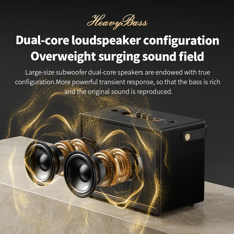 Loa bluetooth karaoke HEAVY BASS 40 chính hãng, loa cầm tay di động âm bass mạnh karaoke tặng 2 micro