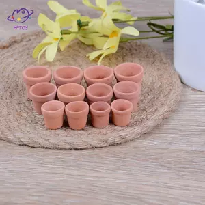 HFTOY 12 Chiếc Nhà Búp Bê 1: 12 Chậu Hoa Thu Nhỏ handmade Nồi Đất Sét Đỏ Sân Vườn Nhà ~