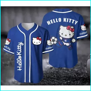 SY3 Hello Kitty Sanrio jersey đồng phục bóng chày mùa hè dáng rộng thoáng khí Áo thun YS3