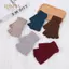 PNPIA- 1 Cặp Găng Tay Nửa Ngón Ngắn Dệt Kim Nhiều Màu Sắc Thu Đông Dệt Kim Co Giãn Ấm Cổ Tay Găng Tay Màu Trơn Mùa Đông Phụ Kiện Đi Xe Đạp