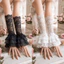 NICOLOO Vòng bít có thể tháo rời, Vòng bít tay giả ren xếp ly 3 lớp xếp ly, Găng tay hở ngón Gothic cổ điển Phong cách múa ba lê Tay áo giả chụp ảnh