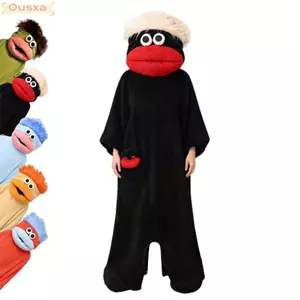 Bộ đồ ngủ có mũ trùm đầu OUSXA, Làm dày kết cấu sang trọng Bộ đồ ngủ Onesie miệng lớn, Bộ đồ ngủ lông cừu san hô mềm mại hoạt hình Unisex