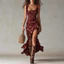 2026 Bohemian Retro Xù Không Tay Sling Cao Khe Đầm 6.2