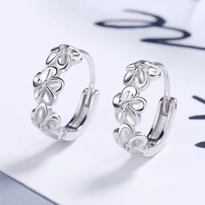 URMYLADY Bạc 925 Mới Thời Trang Nữ Chất Lượng Cao Trang Sức Zircon Hoa Loại Ba Bông Tai Hoa Năm Lá