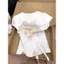 Milyfashion Trắng Chính Hãng Vai Ngắn Tay Áo Thun Mùa Hè Cotton Nguyên Chất In Nơ Ren-Up Top ZSCT