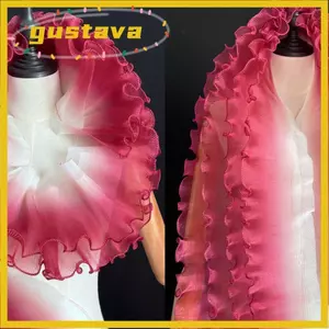 GUSTAVA Flounce Wave Ren Vải, 12cm Rộng Màu Sắc Xếp Ly Lưới Organza, 2 Sân DIY Tạo Kiểu May Ruffle Đầm Phụ Kiện Xếp Ly Vải Ren