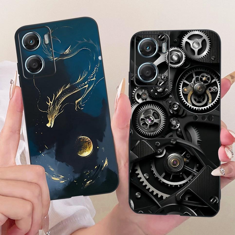 Vỏ Điện Thoại Mềm Màu Đen Cho Motorola G06 Power Moto G06 Ốp Lưng Hoạt Hình Mát Mẻ Rồng Sư Tử Hổ In Mặt Sau Silicon Ốp Lưng