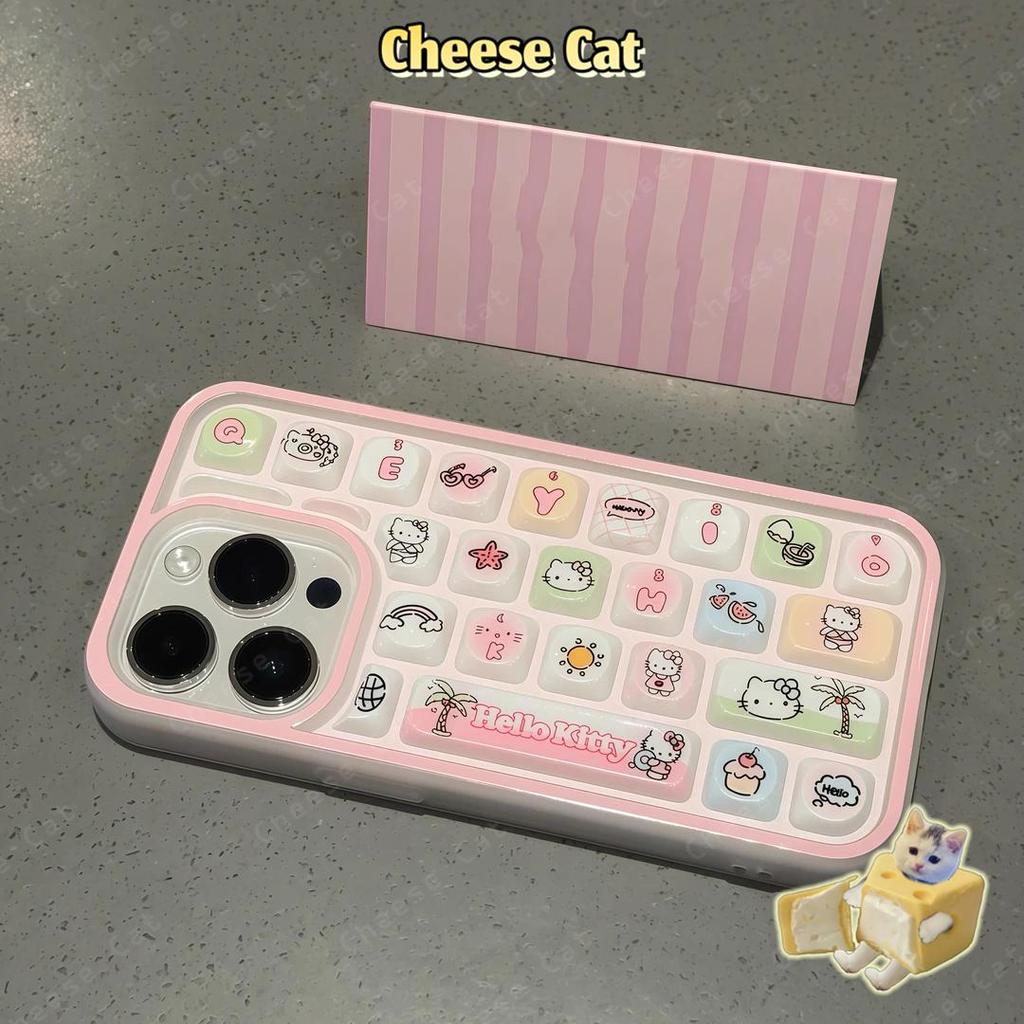 Ốp Lưng iPhone Hoạt Hình Kỳ Nghỉ Kitty Cho iPhone 11 14 13 15 12 16 17 Pro Max Vỏ Bàn Phím Sáng Tạo