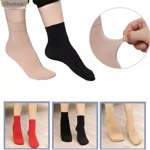 Tất miệng rộng OUSXA, Tất mắt cá chân bằng Nylon ấm áp thoải mái, Màu trơn 1 / 5 đôi Tất dài mùa thu
