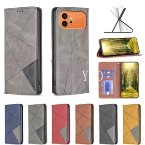 Ốp YJD Cho Honor 600 Pro Đóng Từ Tính Khe Cắm Thẻ Da Hình Thoi Chống Rơi Vỏ Điện Thoại