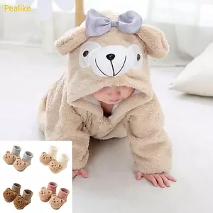 Tất chống trượt phong cách Pealike dành cho trẻ sơ sinh và trẻ mới biết đi Tất Cotton chống trượt dễ thương Giày bốt mềm mại và thoáng khí Giày ấm áp