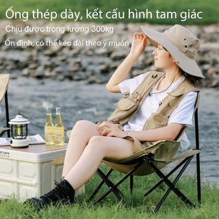 Ghế Camping Gấp Gọn có thể gập lại ngoài trời có thể điều chỉnh độ cao Ghế mặt trăng di động Tải trọng 300kg Câu cá