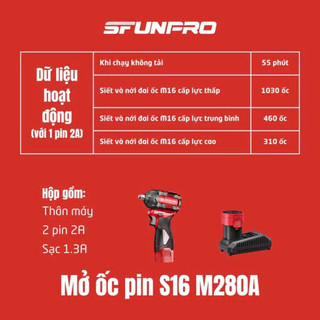 [Chính Hãng] Máy Mở Ốc Pin SFUNPRO S16 M280A – Siết Ốc Mạnh, 3 cấp lực, Bảo Hành 12 Tháng
