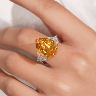 Châu Âu Mỹ ins Phong Cách Mới 15 Carat Vàng Hình Giọt Zircon Mở Nhẫn Nữ