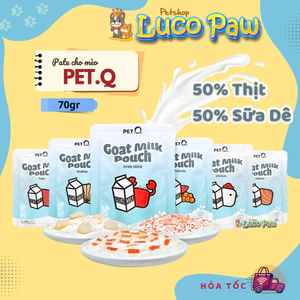 Pate PetQ - Pate Sữa Dê Cao Cấp Cho Mèo PetQ 70g - 50% Thịt 50% Sữa Dê Dinh Dưỡng Thơm Ngon