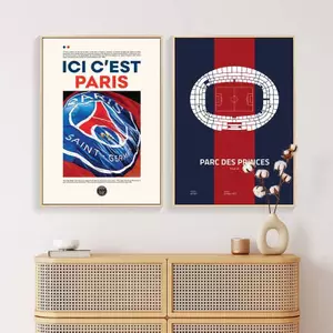 PSG Paris Saint-Germain Champions League Poster Nghệ thuật treo tường vải chống thấm nước không khung, Jersey Parc des Princes Trang trí sân vận động cho phòng ngủ quầy Bar