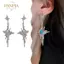 PNPIA- 1 Cặp Xu Hướng Thời Trang Chữ Thập Kim Cương Giả Tòn Ten Bông Tai Nữ Bé Gái Không Đều Chữ Thập Giọt Bông Tai Phụ Kiện Trang Sức Quà Tặng