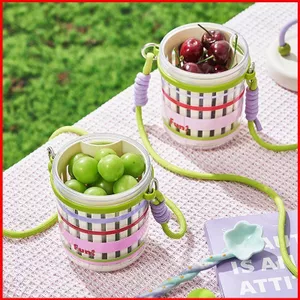 ST2 Di Động Chống Rò Rỉ Cốc Trái Cây Hai Lớp Lọc Ngang Salad Hộp Đựng Dã Ngoại Cắm Trại TS2