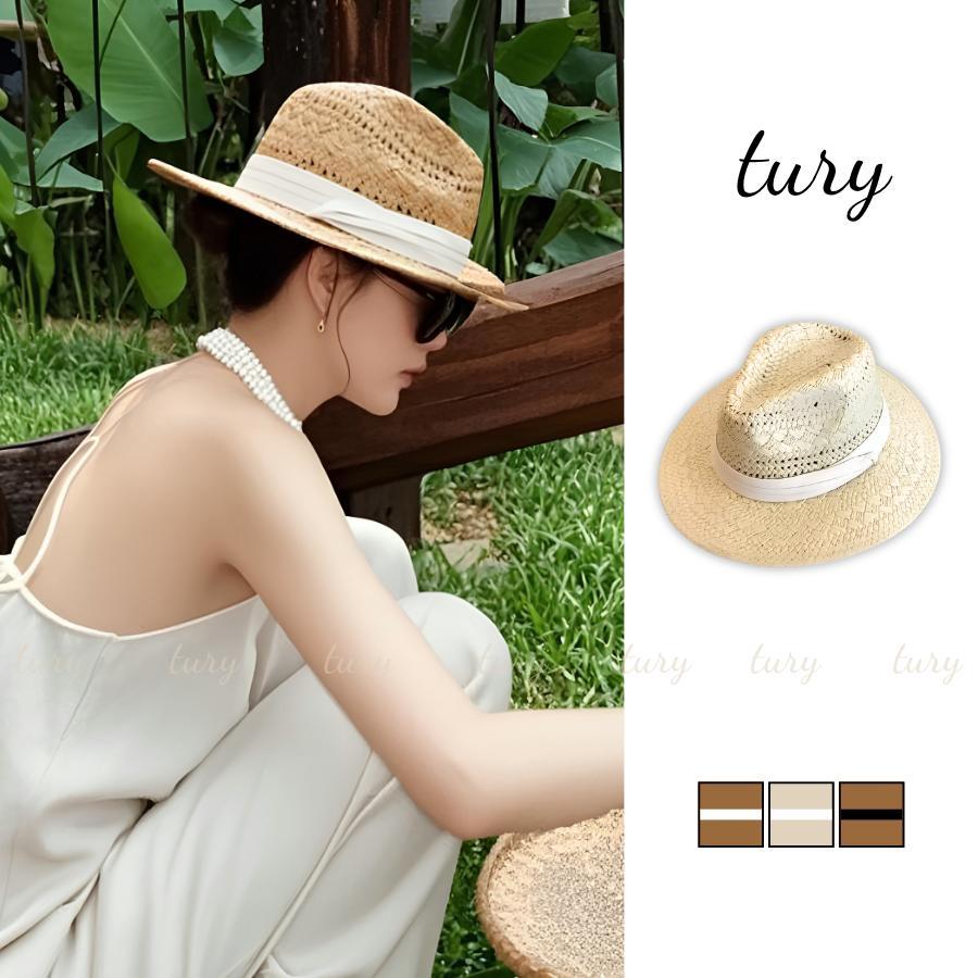 Nón Cói Unisex Nam Nữ - Tury - Mũ Cói Cao Bồi Phối Dây Basic Cá Tính - NC125