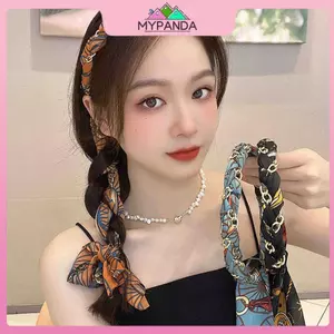 MYPANDA Dây Xích Ruy Băng Dài Vòng Tóc Thanh Lịch Đuôi Ngựa Giá Đỡ Vải Khăn Lụa Phụ Kiện Tóc Cho Nữ Bé Gái In Băng Đô Quấn Tóc.