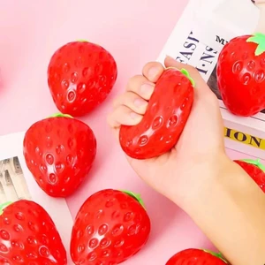 Đồ chơi mực dâu giả màu đỏ tươi, Đồ chơi quà tặng giải nén trái cây lớn phục hồi chậm