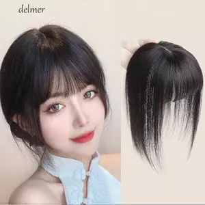 DELMER Tổng Hợp Tóc Nữ Liền Mạch Thay Thế Nữ Cô Gái Kẹp Trên Vô Hình Giả Tự Nhiên Toupee Thẳng Nổ
